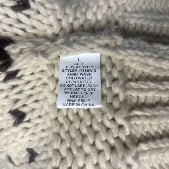 Blue B Collection Chunky Knit Sweater Women’s Large Cream Brown Blue Cozy Boho - Picture 9 of 12